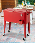 80 Quart Rolling Ice Chest With Wheels For Patio And Poolside Parties Tailgate Ready Outdoor Cooler Cart With Side Handles