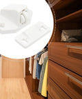 Ten Pack Door Clip Buckles Ball Catch Door Latches Built To Last Dope Durable Plastic for cabinets and bookcases in closet view