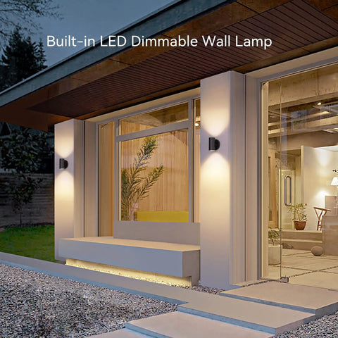 Outdoor Black Wall Sconce Light Up Down 7W LED Dimmable Exterior Wall Fixture IP65 Waterproof Aluminum Cylinder For Porch Garage Patio Perfect For Front Porch Backyard Deck Ambience And Durable Exterior Lighting All Weather Ready