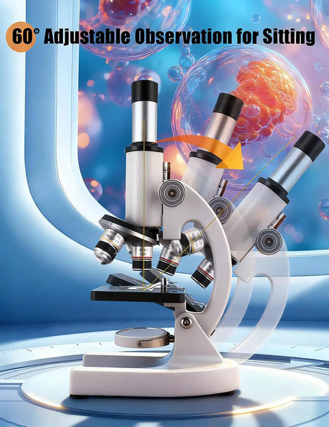 High Power Compound Microscope For Home School And Lab Use Kid Friendly 40X To 2000X Biological Microscope With Adjustable Angle