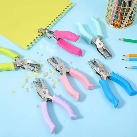 12 Pack Dope Cushioned Grip Single Hole Paper Punch Heavy Duty Hand Tool for Greeting Cards Scrapbooks Notebooks Craft Paper