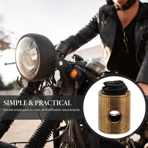 Clutch Line Core Clamp Kit, 20 Pcs Metal Throttle Cable Nipples for motorcycle, shown with focused insert of adjustable hollow core design.