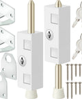 Two Piece Sliding Patio Door Lock Set With Keyed Lock Rectangle Security Bar For Glass Doors Heavy Duty Zinc Alloy And Steel Bolt Portable And Easy Install To Stop Sliders From Moving