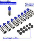 9mm Round Action Training Snap Caps for Dry Fire Practice Realistic Weight Metal Dummy Rounds, Blue and Silver, 10 Pack