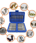 Open case with 50-piece Extra Long Magnetic Security Bit Set Screwdriver Kit, including CRV ABS bits for square, flat, hex, spline, and torq.