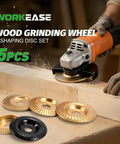 Pro Grade Five Piece Wood Carving Disc Set For 4 And 4.5 Inch Angle Grinders with 7/8 to 5/8 Inch Arbor shown in use