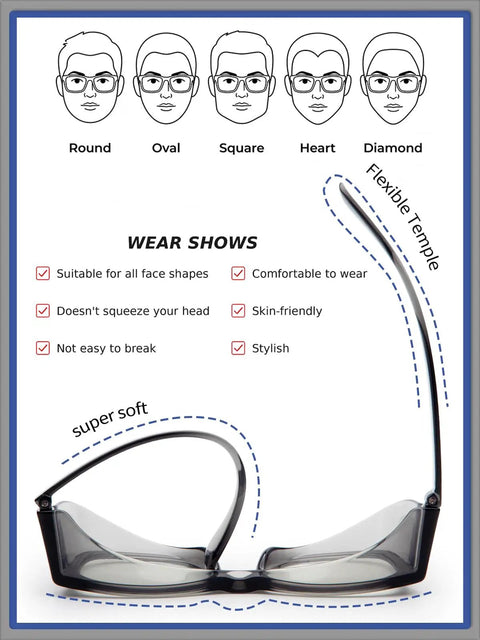 Slick Anti Fog Safety Glasses With Built In Side Shields, ANSI Z87.1 Certified, flexible temple design for all face shapes.