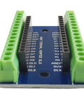Rock Solid Screw Terminal Block Shield For Arduino Nano that delivers tight secure wiring with easy clamp terminals, front view