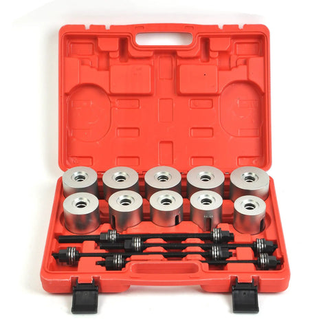 24 Piece Press And Pull Sleeve Kit For Wheel Bearings, Bushings And Seals, Universal Bushing Removal And Installation Tool Set in case