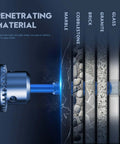 Front view of a blue drill chuck with 5pcs 3/16 in dry diamond core drill bits for ceramic tile, marble, granite, glass.