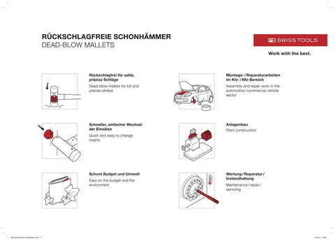 Illustration of 2 In 1 Engineer Dead Blow Hammer Pro Grade For Powerful, Precise Blows Without Recoil, Swiss Made Quality, 22mm Head uses