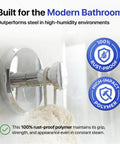 Suction Cup Hooks For Shower And Bathroom Towel Holder 2 Pack No Drilling in high-impact polymer on glass