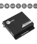 Solid Hdmi Kvm Over IP Receiver Locking In 4K At 30Hz With Up To 394 Foot Range For Cat6 Cables shown from an angled view, compact black design.