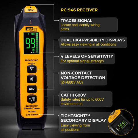 Lightweight Circuit Tracer And Breaker Finder Tool Nailing Down Dead Shorts Up To Six Hundred Volts Etl Certified tool with dual displays.