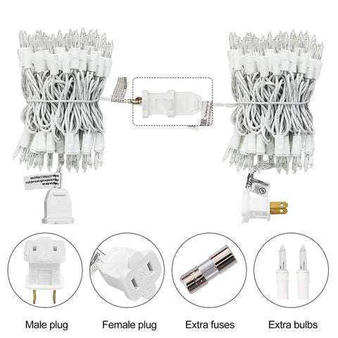 Ultra Bright Clear Mini Christmas Tree Lights 21.45Ft 100 Bulbs On White Cord For Indoor Outdoor Decor Warm White Glow UL Listed
