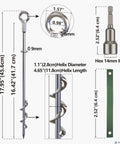 Diagram of 18 Inch Beefy Heavy Duty Ground Anchors Screw In Kit showing dimensions and components, including eye bolt and hex wrench.