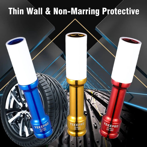 Beefy Nineteen Millimeter Deep Socket Set For Half Inch Drive Extra Long Six Inch Thin Wall Non Marring Lug Nut Socket