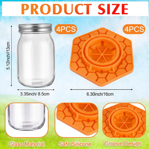 8 Pack Silicone Bee Feeder for Mason Jars Watering Station Beekeeping Drinking Equipment with Glass Jars Easy Clean