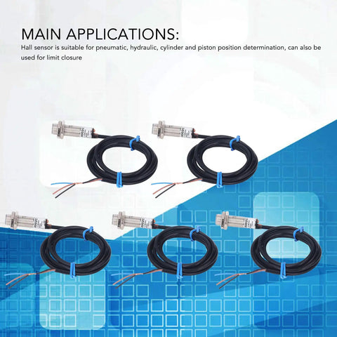 Five Pack Inductive Proximity Sensor Switches NPN Normally Open 5 To 30V DC Hall Effect 3 Wire for position detection
