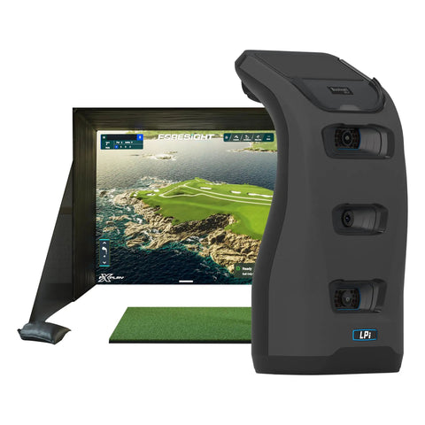 All In One Indoor Golf Simulator Bundle With Pro Style Launch Monitor And FSX Play Gold Subscription, 1080p projector, enclosure, turf mat