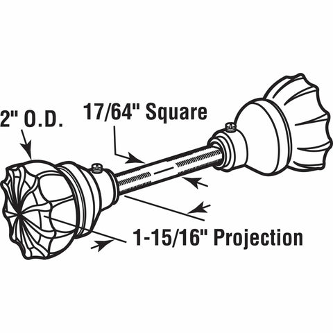 Diagram of Mortise Style Fluted Glass Door Knobs, 2 Inch Diameter, Satin Nickel Finish, Replacement for Interior Doors