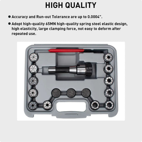 R8 Taper ER32 Collet Set Kit With 12 Collets, Collet Holder Chuck, precision tool for milling and machining, in plastic case