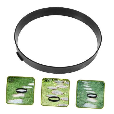 Round Concrete Paver Mold For Stepping Stones Garden Pathway Mold shown with paths and lawns in background