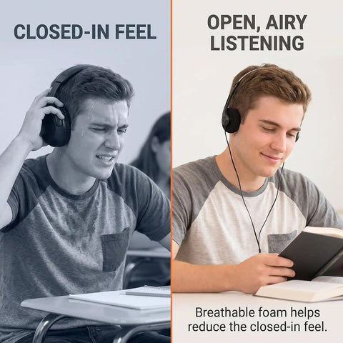 Retro On Ear Wired Headphones Two Pack Featuring Lightweight Portable Comfort And Smooth Adjustable Headband Serving Up Punchy Stereo Clarity For Daily Drives Or Nostalgic Vibes in use, showing comfort comparison.
