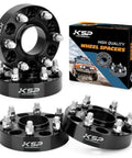 Precision Machined 4 Piece Forged Wheel Spacers 1.5 Inch Thick 6x5.5 Bolt Pattern 77.8mm Hub Bore M14x1.5 Studs in black finish.