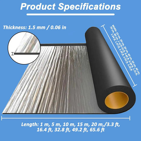Tough As Nails Asphalt Waterproof Repair Tape Heavy Duty Self Adhesive Aluminum Foil roll showing specifications and thickness.
