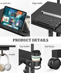 Rolling Standing Desk On Wheels With Height Adjustment Mobile Sit Stand Computer Desk product features layout