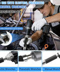 Offset Extension Wrench For Drill, One Half Drive Impact Wrench Extender With Three Eighths And One Quarter Inch Adapters, Right Angle Tool