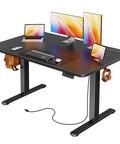 Electric Standing Desk 47 By 24 Inch With Built In Power Outlets And USB C Port Height Adjustable Sit Stand Desk for home office