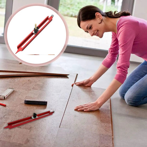 Dead On Double Sided Contour Scribe Tool With Smooth Tracking Pulleys for tracing floor edges during DIY project.