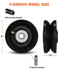 Cast Iron V Groove Wheel With Roller Bearing 4 Inch By 1.5 Inch Heavy Duty Caster For Roll Tracks And Sliding Gates 600 Lb Per Wheel 1200 Lb Per Pair Two Pack Black Industrial Casters, 4-inch view