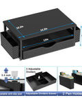 Monitor Stand Riser With Drawer And Pen Holders, Desk Organizer For Office Use, Space Saving Computer Desk Accessory in black