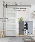 Glass Barn Door 28 x 84 In With 5 Ft Sliding Hardware Kit And Handle, Pre-Drilled Ready To Assemble, Waterproof PVC Coating