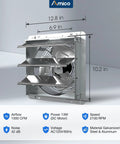 10 Inch Shutter Exhaust Fan With Remote, 9 Speed Ultra Quiet DC Motor, 1000 CFM Wall Mount Ventilation for garage and attic