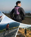 Man wearing Ultra Lightweight 8L Hydration Vest With 500ml Bottle for Men and Women, climber, runner, and hiker with backpack.