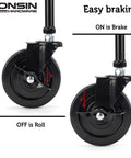 Heavy Duty Gate Caster Wheel With Side Brake, Spring Loaded Drag Wheel With 360 Degree Swivel, showing brake on and off positions