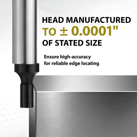 Audible Edge Finder Pro Grade Precision Tool With High Accuracy Edge Detection To Within 0.0001 Inches For Quick, Precise Edge Locating And Setup On CNC Milling And Machining Workpieces., 3/8-inch shank edge finder on metal workpiece