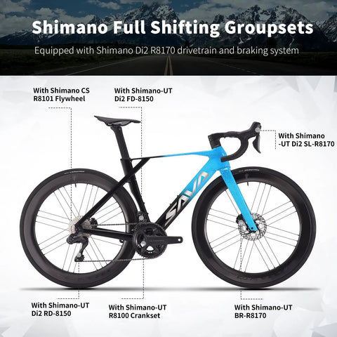 SLR8 Ultegra Full Carbon Road Bike With Shimano 105 R8170 24 Speed Set Ultra Lightweight T1000 Frame And Wheelset Bora WTO 60 Blue