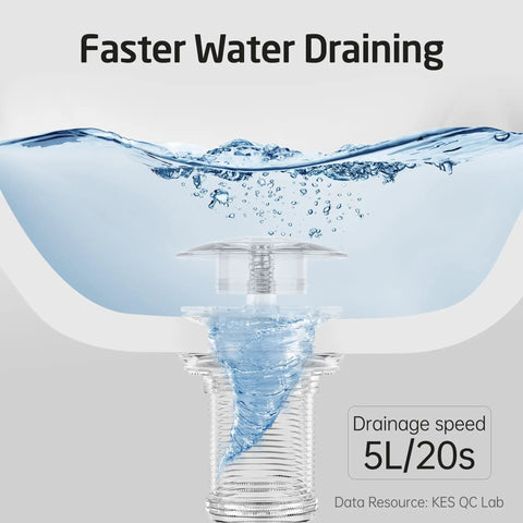 Water flowing through Pop Up Drain Without Overflow For Vessel Sinks, 2 Pack Polished Chrome Stopper, All Metal Rustproof Brass And 304 Stainless Steel