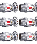 Six Pack Pendent Fire Sprinkler Heads One Half Inch Npt Rated At One Hundred Fifty Five Degrees Heavy Duty Copper Alloy Top Notch Chrome Finish Includes Pro Grade Grip Wrench For Restaurant And Shop Safety