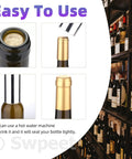 Image showcasing 100 Piece PVC Heat Shrink Wine Bottle Capsule Kit with Black Plastic Tops for easy sealing.