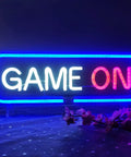 Blue Neon Gaming Sign Dimmable USB Powered Wall Decor for Game Room Bedroom and Man Cave with 'GAME ON' text