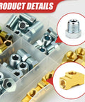 Get Your Ride Rocking With This Ultimate 104Pcs Brake Line Fittings Kit Featuring High Temp Brass Nuts Unions And Tees For 3/16 Inch 1/4 Inch Lines That Last A Lifetime Without Rust Or Leaks, brass fittings in organizer