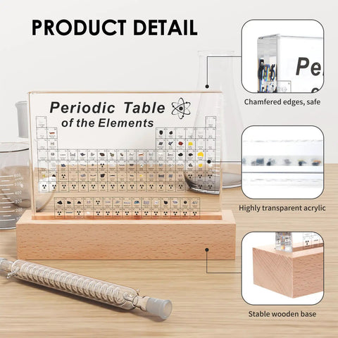 83 Real Element Samples Periodic Table Kit With Wooden Stand And Magnifying Glass Hands On Acrylic Element Display