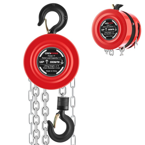 Heavy Duty Manual Lever Hoist With One Ton Capacity And Eight Foot Lift, Galvanized Hand Chain And G80 Load Chain For Construction