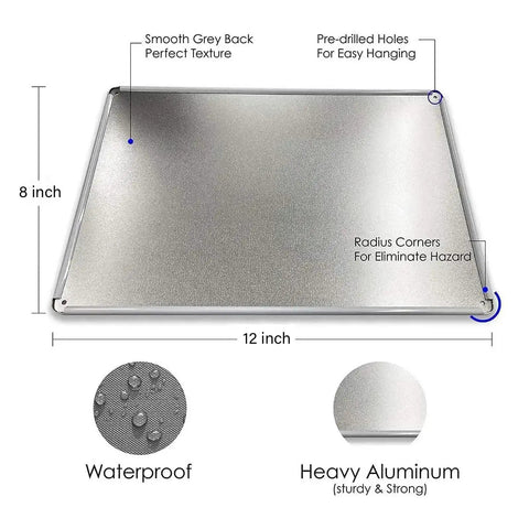 Back view of 8x12 inch tin sign showing pre-drilled holes, smooth texture, and radius corners for "Funny Metal Garage Sign For Men Tin Sign Man Cave Decor Reads If I Say I Will Fix It There's No Need To Remind Me Every Six Months 8 By 12 Inch Wall Art For Shop Garage And Workshop."